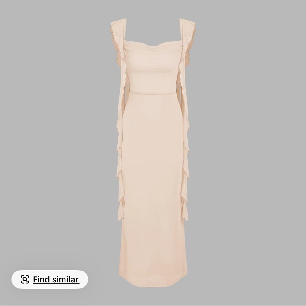 Cider Mesh Ruffle Hem Maxi Dress